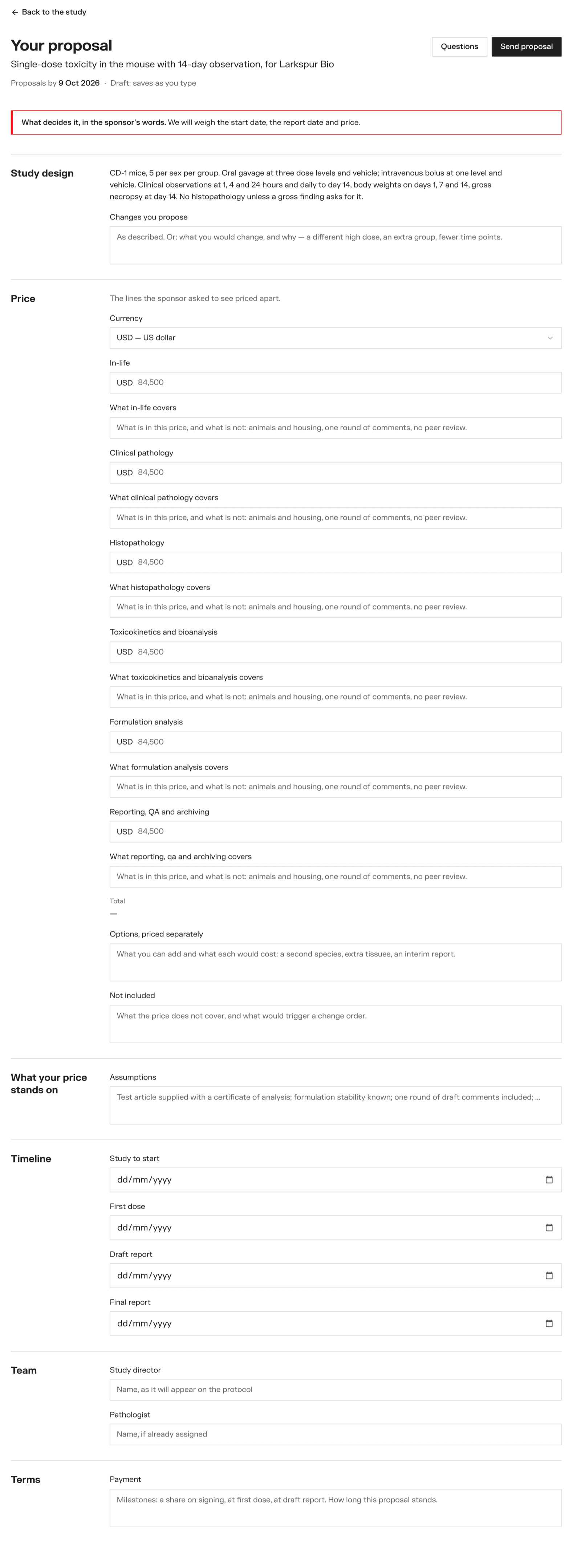 The proposal editor