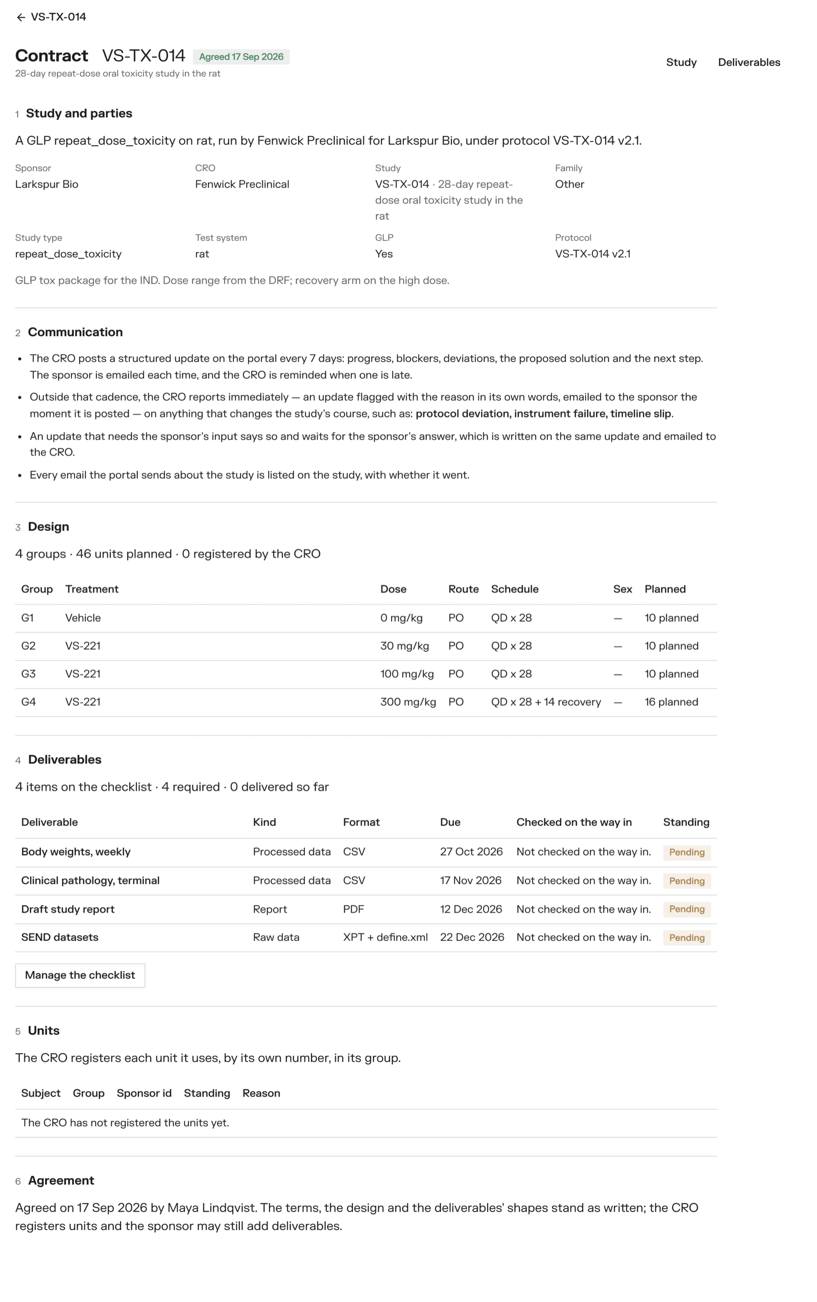 The contract page